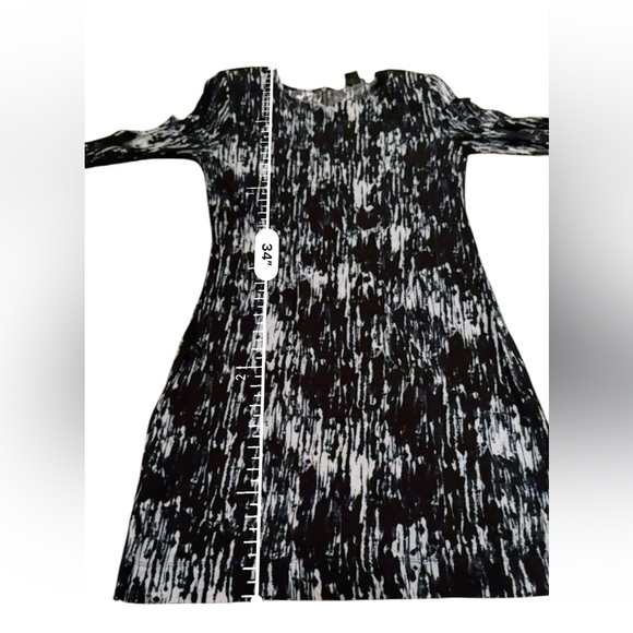 Theory Madelina Storm Cloud Long Sleeve Abstract Print Mini Sheath Dress Sz 4 - Picture 9 of 9